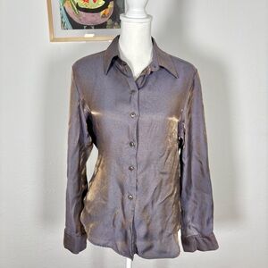 Vintage 90s Iridescent Taupe Blouse